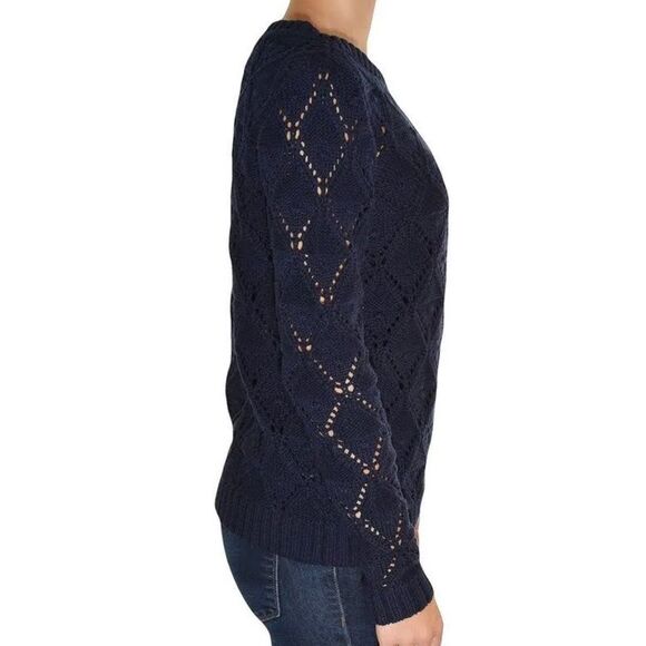 Tommy Hilfiger Womens Long Sleeve Knit Sweater navy blue size large - Picture 6 of 6